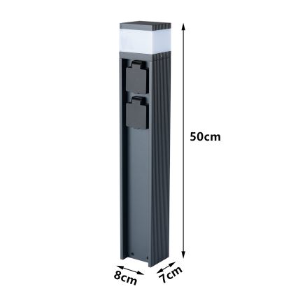 Brilagi - Udendørs lampe med 2 SCHUKO-udtag PILLAR 1xG9/11W/230V IP44 antracit