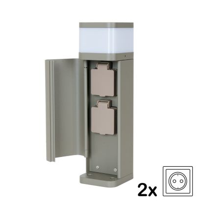 BRILAGI - Udendørslampe med 2 SCHUKO-stik PILLAR 1xG9/11W/230V IP44 grå