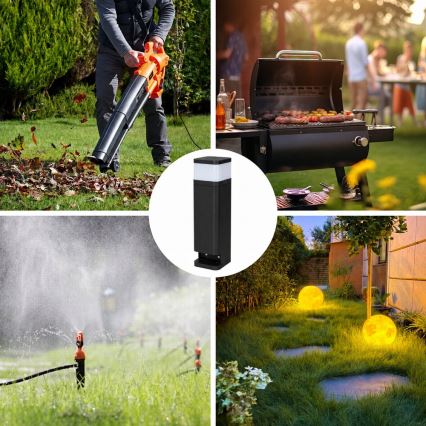BRILAGI - Udendørslampe med 2 SCHUKO-stik PILLAR 1xG9/11W/230V IP44 sort