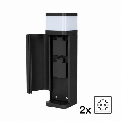 BRILAGI - Udendørslampe med 2 SCHUKO-stik PILLAR 1xG9/11W/230V IP44 sort