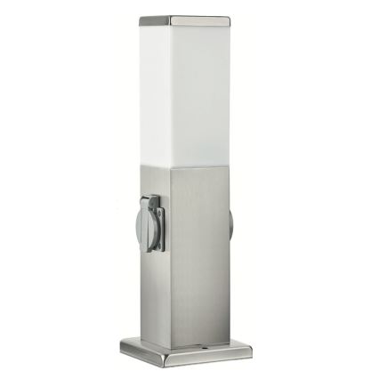 Brilagi - Udendørslampe NOVA med 2 SCHUKO-stik, 1xE27/15W/230V, 40 cm, IP44, mat krom