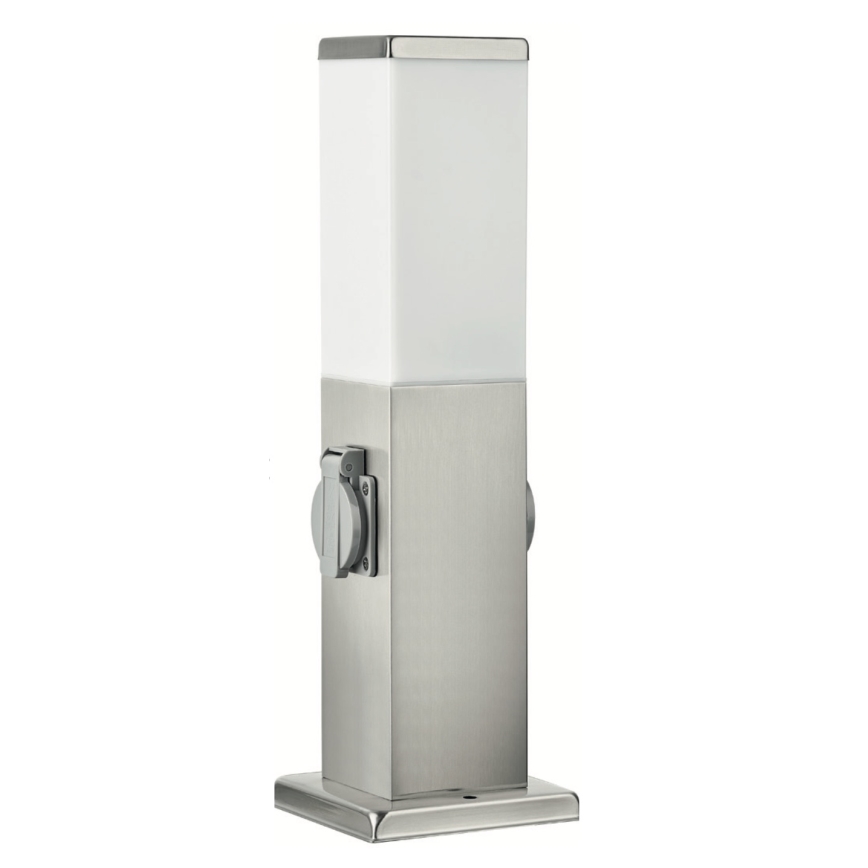 Brilagi - Udendørslampe NOVA med 2 SCHUKO-stik, 1xE27/15W/230V, 40 cm, IP44, mat krom