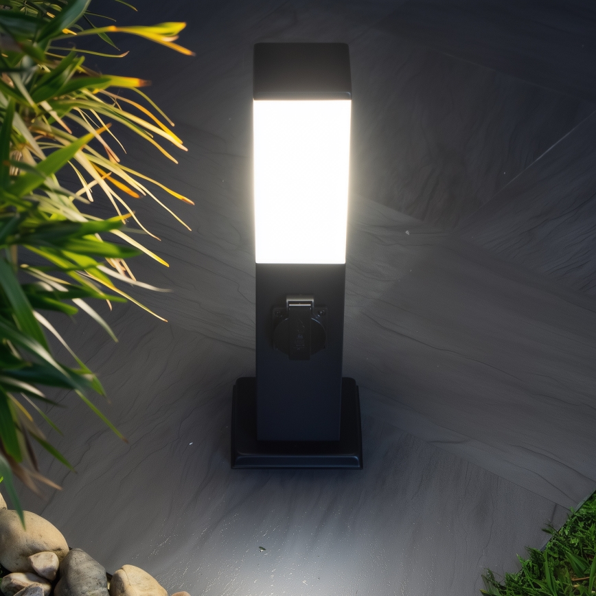 Brilagi - Udendørslampe med 2 SCHUKO-stik NOVA 1xE27/15W/230V 40 cm IP44 sort