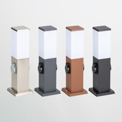 Brilagi - Udendørslampe med 2 SCHUKO-stik NOVA 1xE27/15W/230V 40 cm IP44 sort