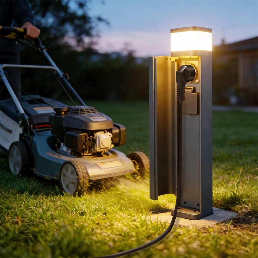 Brilagi - Udendørslampe med 2 SCHUKO-stik PILLAR 1xG9/11W/230V IP44 antracit