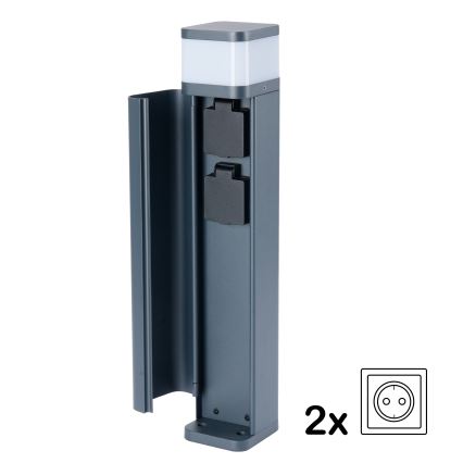 Brilagi - Udendørslampe med 2 SCHUKO-stik PILLAR 1xG9/11W/230V IP44 antracit