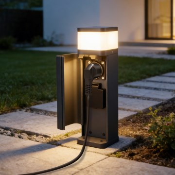 Brilagi - Udendørslampe med 2 SCHUKO-udtag PILLAR 1xG9/11W/230V IP44 antracit