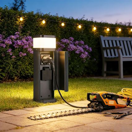 Brilagi - Udendørslampe med 2 SCHUKO-udtag PILLAR 1xG9/11W/230V IP44 antracit