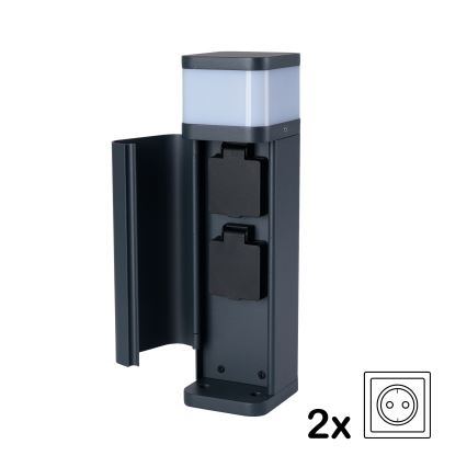 Brilagi - Udendørslampe med 2 SCHUKO-udtag PILLAR 1xG9/11W/230V IP44 antracit