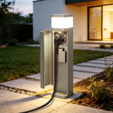 BRILAGI - Udendørslampe med 2 stik SCHUKO PILLAR 1xG9/11W/230V IP44 grå