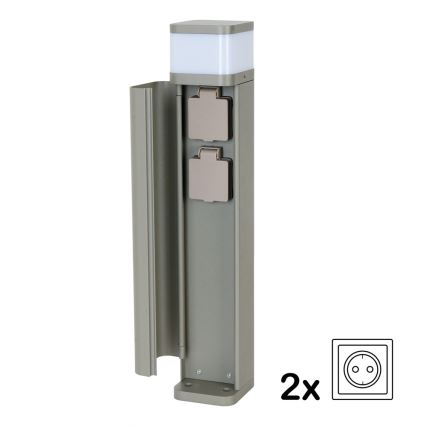 BRILAGI - Udendørslampe med 2 stik SCHUKO PILLAR 1xG9/11W/230V IP44 grå