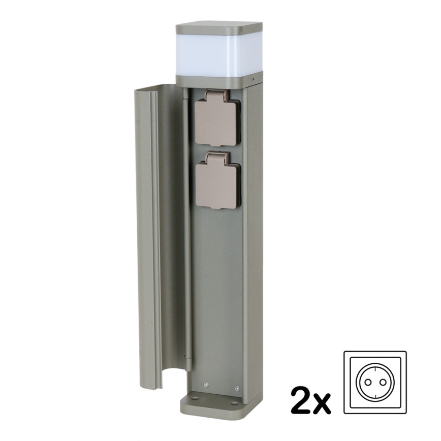 BRILAGI - Udendørslampe med 2 stik SCHUKO PILLAR 1xG9/11W/230V IP44 grå