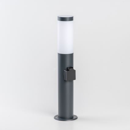 BRILAGI - Udendørslampe med indbygget stikkontakt ELIA 1xE27/20W/230V IP44 50 cm antracit