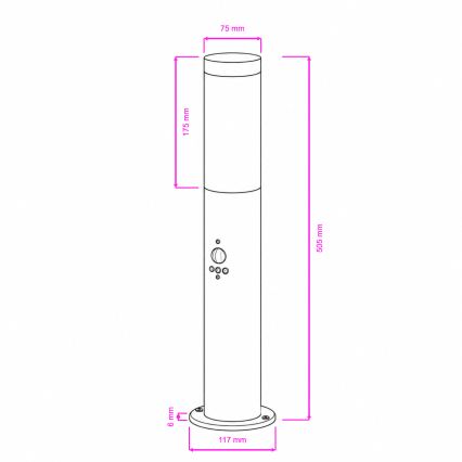 BRILAGI - Udendørslampe med bevægelsessensor ELIA 1xE27/20W/230V IP44 50 cm mat krom