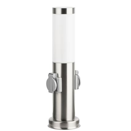 Brilagi - Udendørslampe med 2 SCHUKO-udtag NOVA 1xE27/15W/230V 40 cm IP44 mat krom