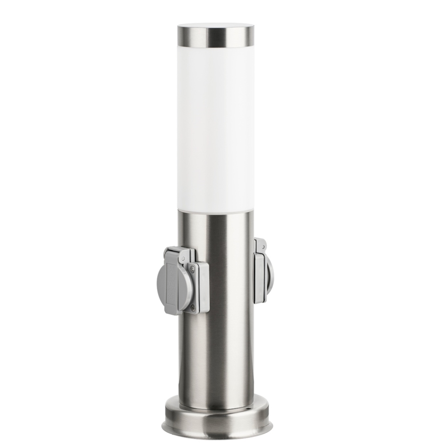 Brilagi - Udendørslampe med 2 SCHUKO-udtag NOVA 1xE27/15W/230V 40 cm IP44 mat krom