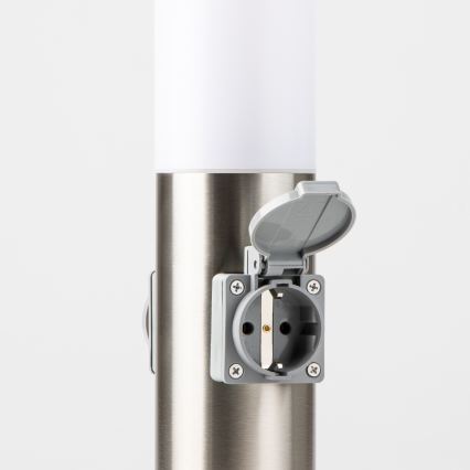 Brilagi - Udendørslampe med 2 SCHUKO-udtag NOVA 1xE27/15W/230V 40 cm IP44 mat krom