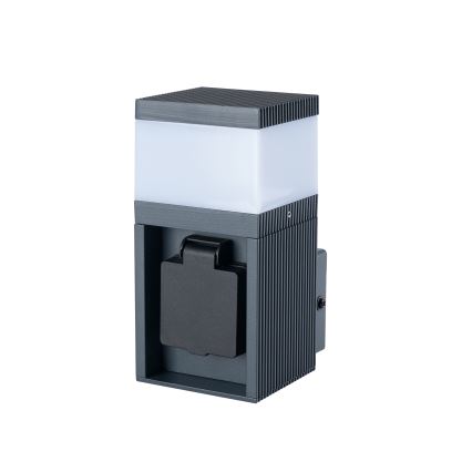 Brilagi - Udendørs væglampe med SCHUKO-udtag PILLAR 1xG9/11W/230V IP44 antracit