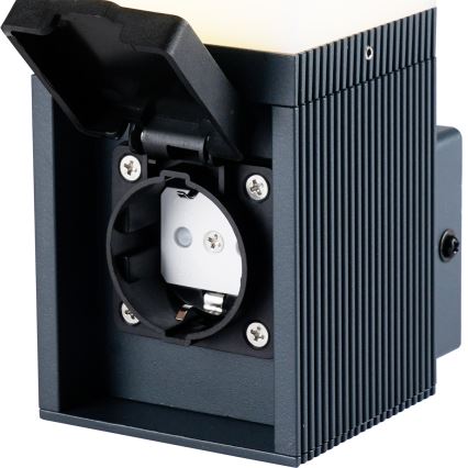Brilagi - Udendørs væglampe med SCHUKO-udtag PILLAR 1xG9/11W/230V IP44 antracit
