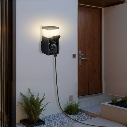 Brilagi - Udendørs væglampe med SCHUKO-udtag PILLAR 1xG9/11W/230V IP44 antracit