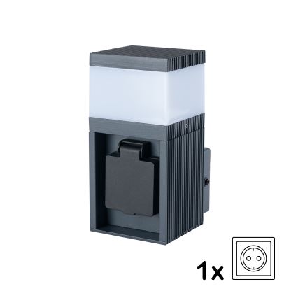 Brilagi - Udendørs væglampe med SCHUKO-udtag PILLAR 1xG9/11W/230V IP44 antracit