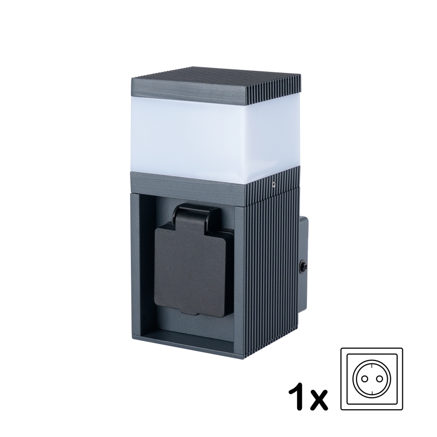 Brilagi - Udendørs væglampe med SCHUKO-udtag PILLAR 1xG9/11W/230V IP44 antracit