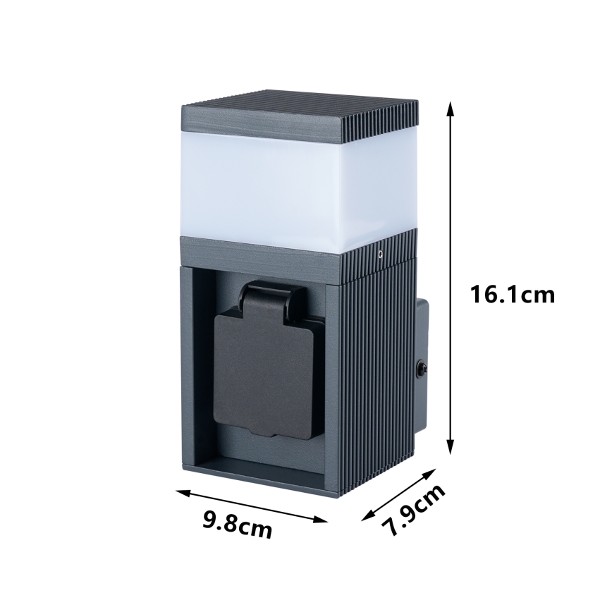 Brilagi - Udendørs væglampe med SCHUKO-udtag PILLAR 1xG9/11W/230V IP44 antracit