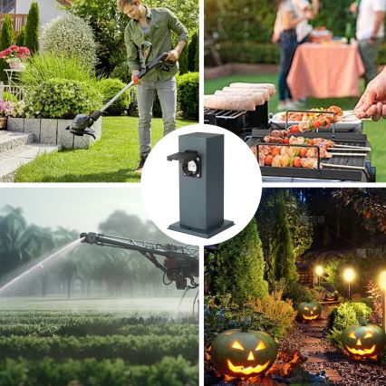 Brilagi - Udvendig stikkontaktsøjle PILLAR 1Z SCHUKO 230V IP44 antracit