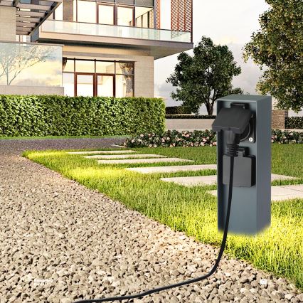 Brilagi - Udvendig stikkontaktsøjle PILLAR 2Z SCHUKO 230V IP44 antracit