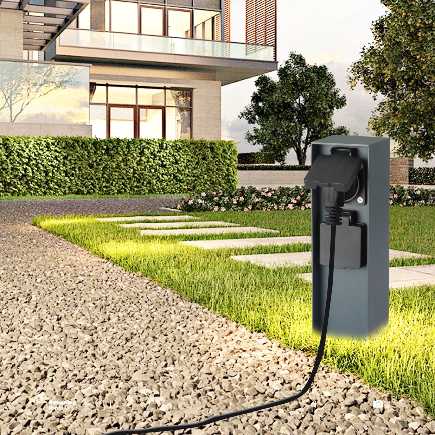 Brilagi - Udvendig stikkontaktsøjle PILLAR 2Z SCHUKO 230V IP44 antracit