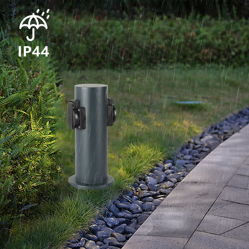 Brilagi - Udvendig stikkontaktsøjle PILLAR 2Z SCHUKO 230V IP44 antracit