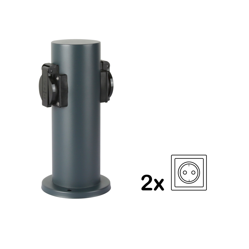 Brilagi - Udvendig stikkontaktsøjle PILLAR 2Z SCHUKO 230V IP44 antracit