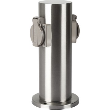 Brilagi - Udvendig stikkontaktsøjle PILLAR 2Z SCHUKO 230V IP44 mat krom