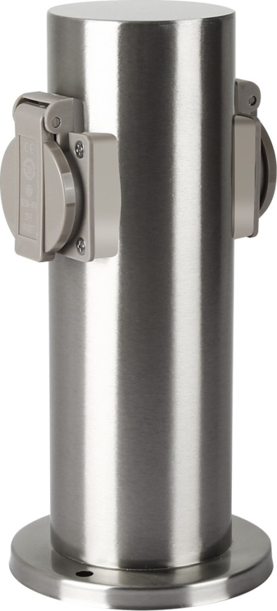 Brilagi - Udvendig stikkontaktsøjle PILLAR 2Z SCHUKO 230V IP44 mat krom
