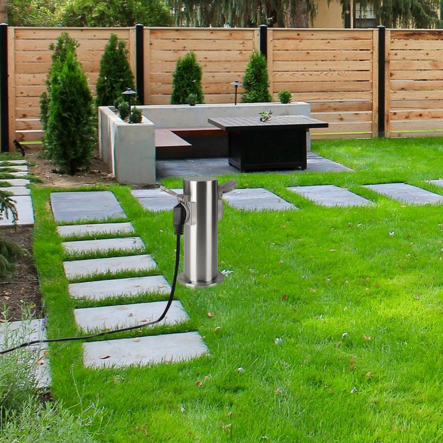 Brilagi - Udvendig stikkontaktsøjle PILLAR 2Z SCHUKO 230V IP44 mat krom