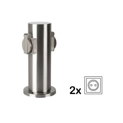 Brilagi - Udvendig stikkontaktsøjle PILLAR 2Z SCHUKO 230V IP44 mat krom