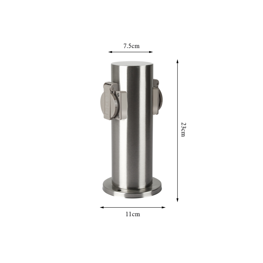 Brilagi - Udvendig stikkontaktsøjle PILLAR 2Z SCHUKO 230V IP44 mat krom