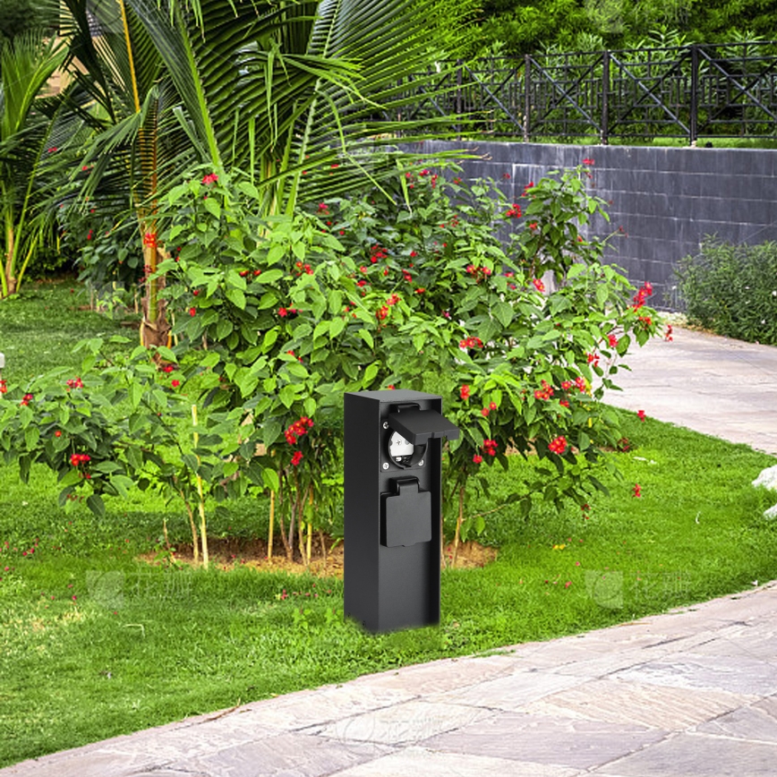 Brilagi - Udvendig stikkontaktsøjle PILLAR 2Z SCHUKO 230V IP44 sort