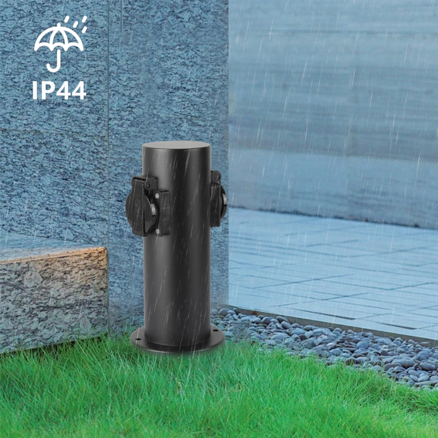 Brilagi - Udvendig stikkontaktsøjle PILLAR 2Z SCHUKO 230V IP44 sort