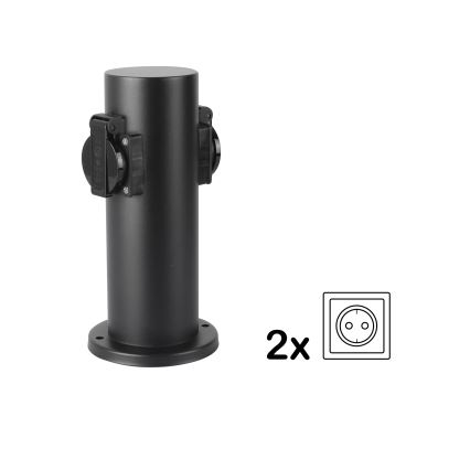 Brilagi - Udvendig stikkontaktsøjle PILLAR 2Z SCHUKO 230V IP44 sort