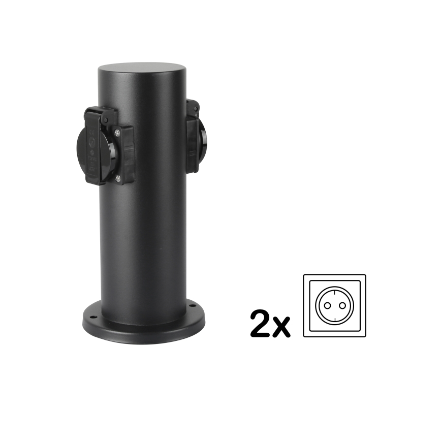 Brilagi - Udvendig stikkontaktsøjle PILLAR 2Z SCHUKO 230V IP44 sort