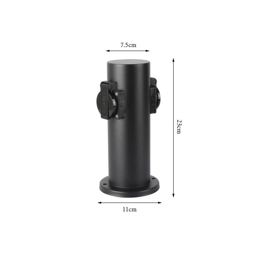 Brilagi - Udvendig stikkontaktsøjle PILLAR 2Z SCHUKO 230V IP44 sort