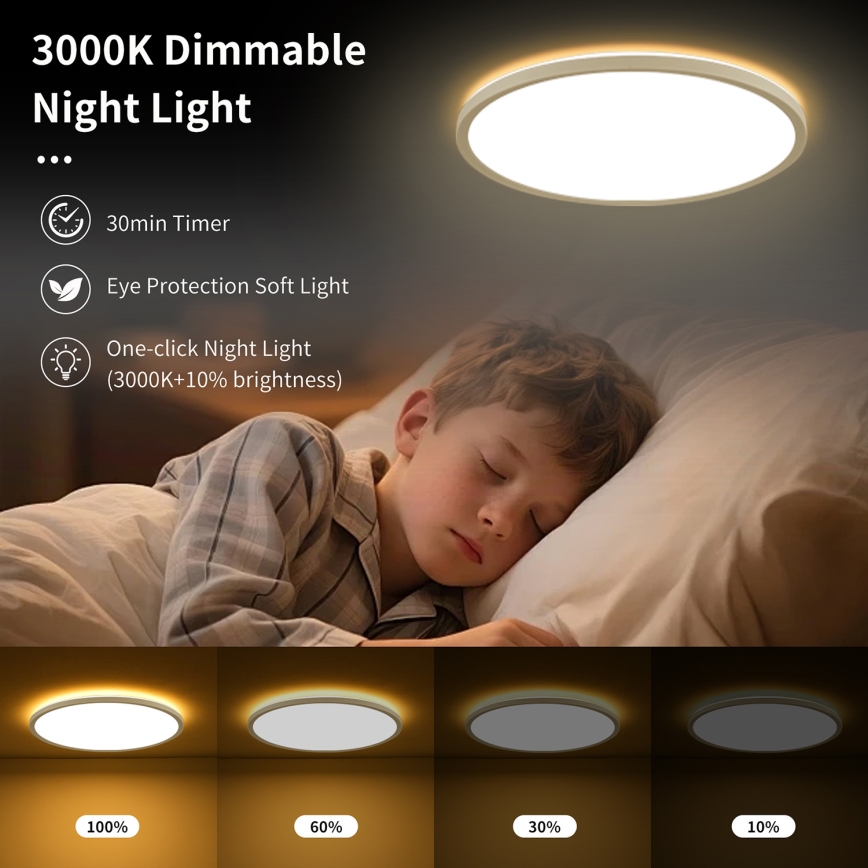 Brilagi - LED-dæmpbar loftlampe ULTRA SLIM LED/18W/230V 2700-6500K Ø 30 cm hvid + fjernbetjening