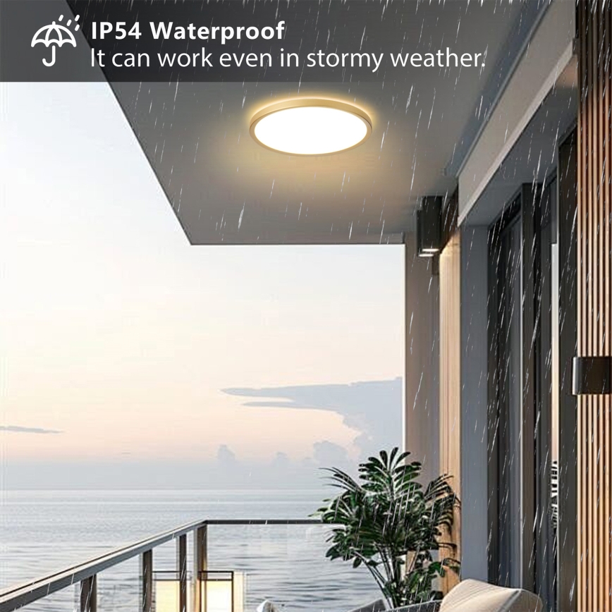 Brilagi - LED badeværelsesloftlampe ULTRA SLIM LED/24W/230V Ø 42 cm guld IP54