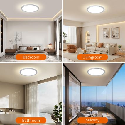 Brilagi - LED badeværelsesloftlampe ULTRA SLIM LED/24W/230V Ø 42 cm sølv IP54