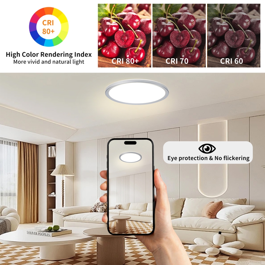 Brilagi - LED badeværelsesloftlampe ULTRA SLIM LED/24W/230V Ø 42 cm sølv IP54
