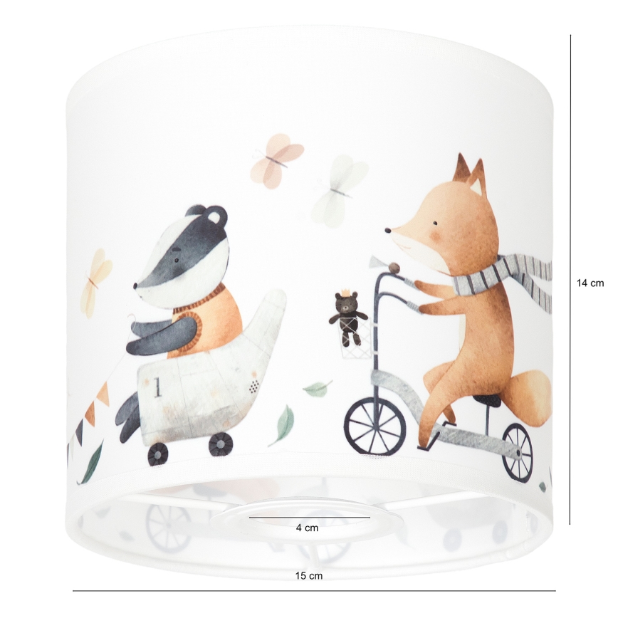 BRILAGI - Universal lampeskærm BOBO E27 Ø 15 cm hvid/dyremotiv