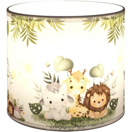 Brilagi - Universel lampeskærm BOBO E27 Ø 15 cm hvid/grøn/junglemotiv