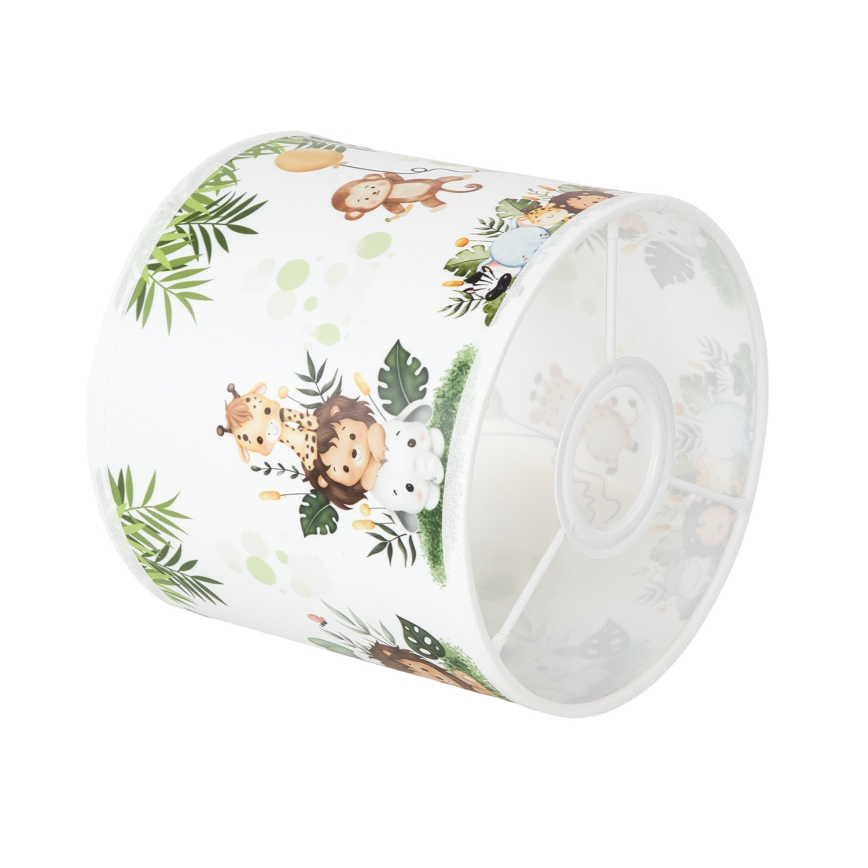 Brilagi - Universel lampeskærm BOBO E27 Ø 15 cm hvid/grøn/junglemotiv