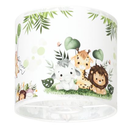Brilagi - Universel lampeskærm BOBO E27 Ø 15 cm hvid/grøn/junglemotiv